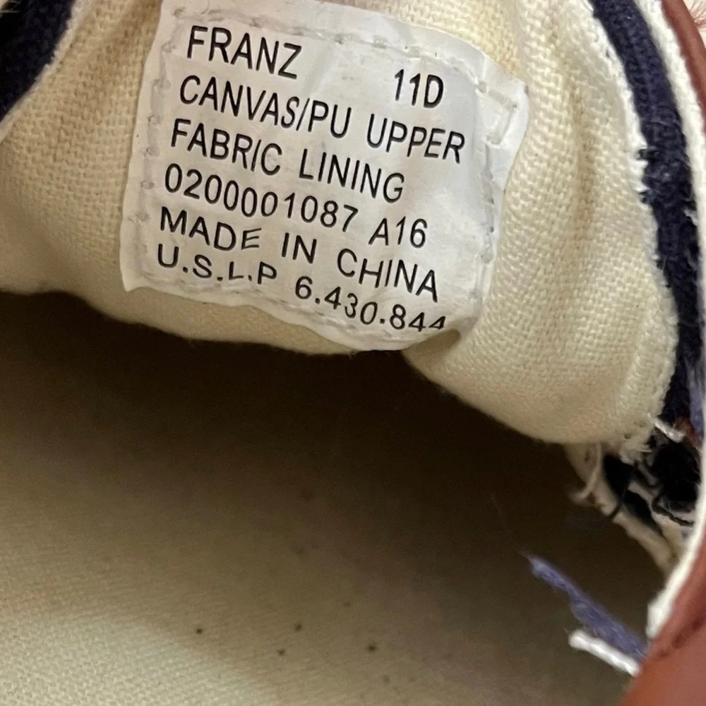 Polo Ralph Lauren Men’s Rylander Blue and Brown Canvas Boat Shoes 11D